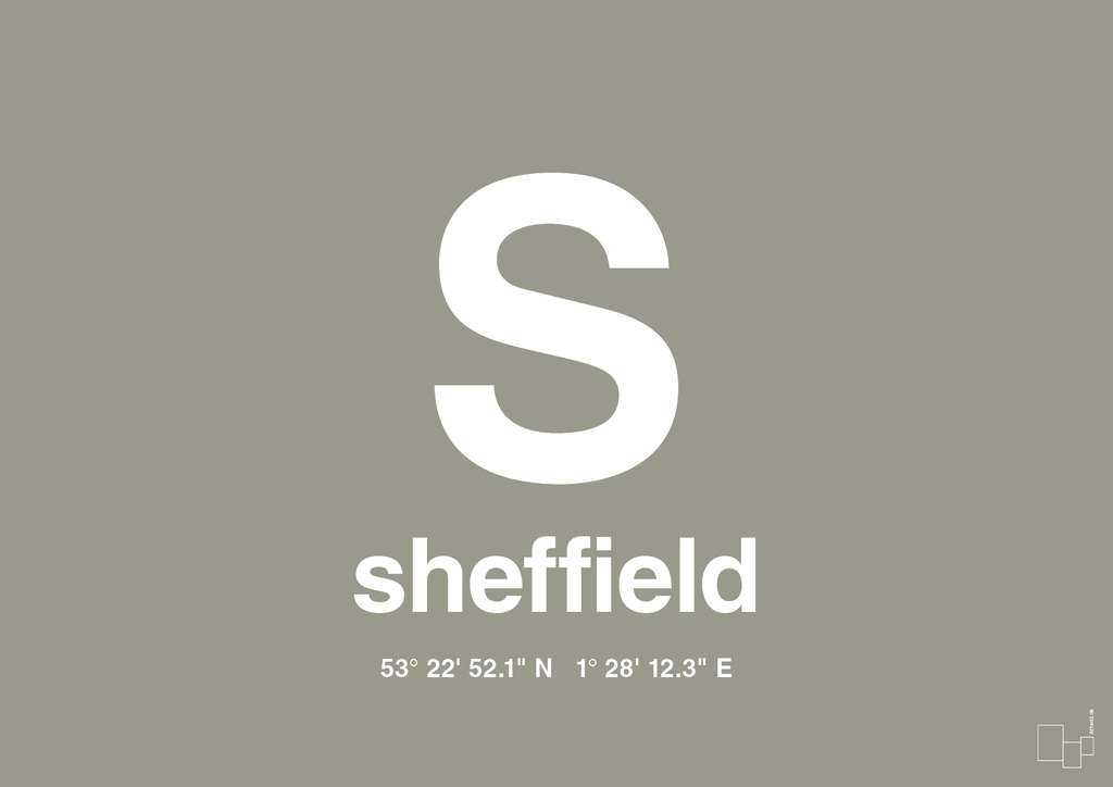 plakat: byplakat sheffield med koordinater - battleship gray-Byer-A1two3