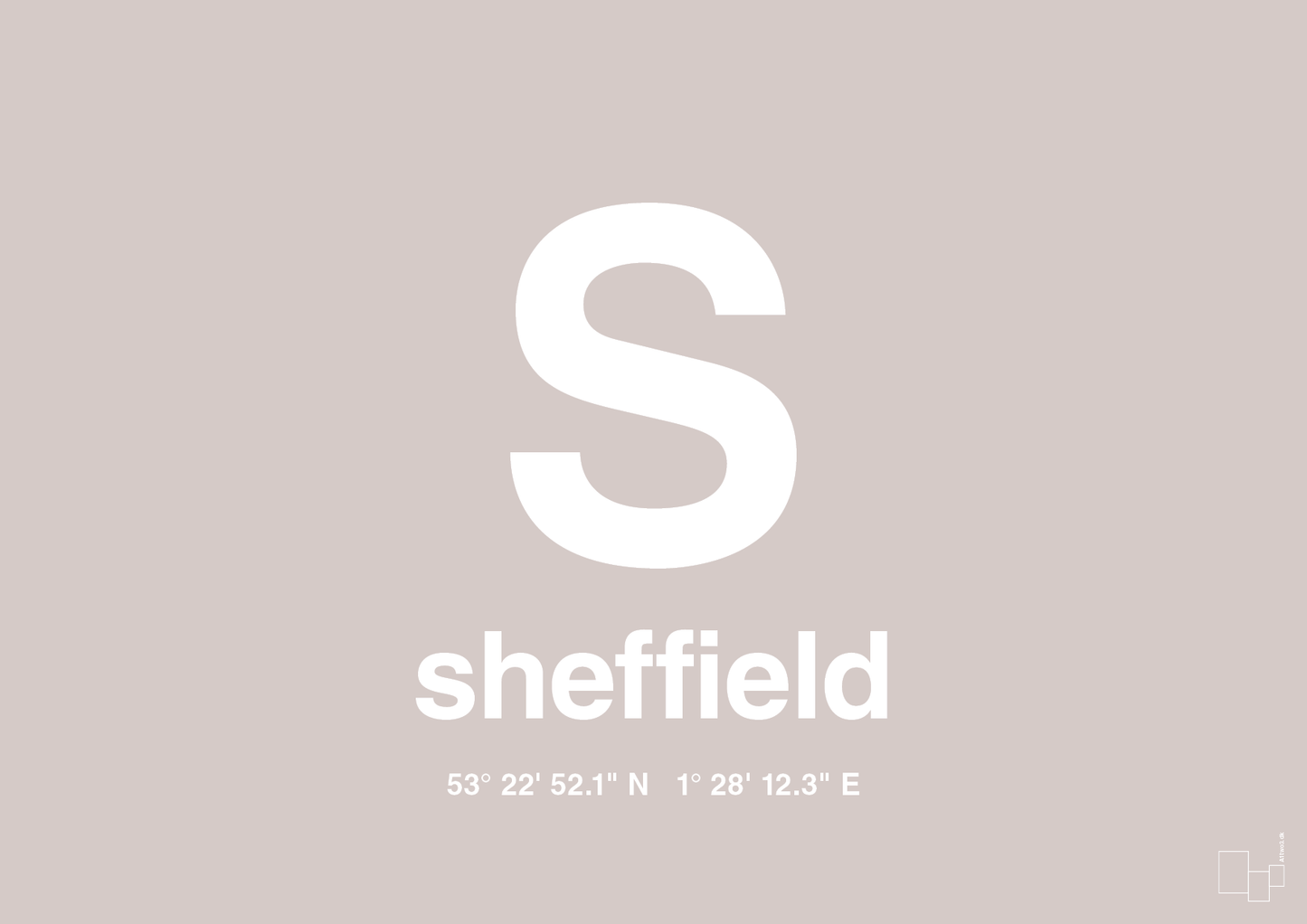 plakat: byplakat sheffield med koordinater - broken beige-Byer-A1two3