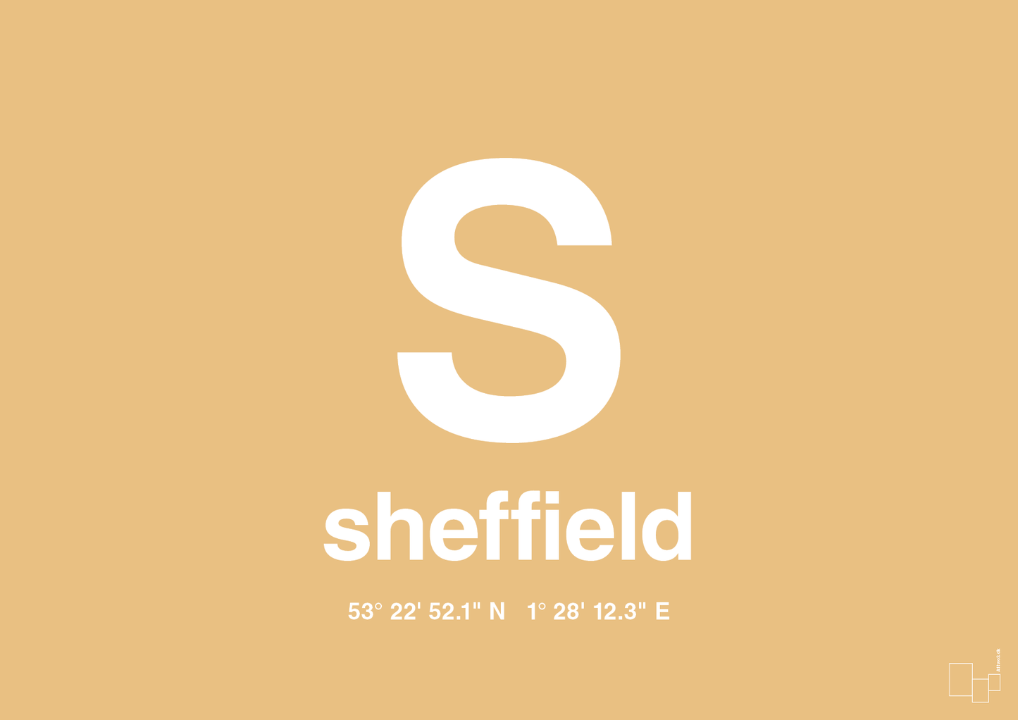 plakat: byplakat sheffield med koordinater - charismatic-Byer-A1two3