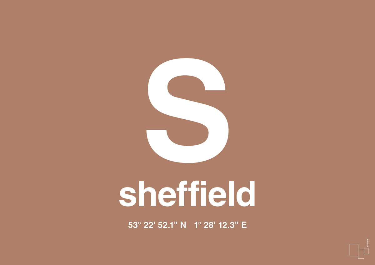 plakat: byplakat sheffield med koordinater - cider spice-Byer-A1two3