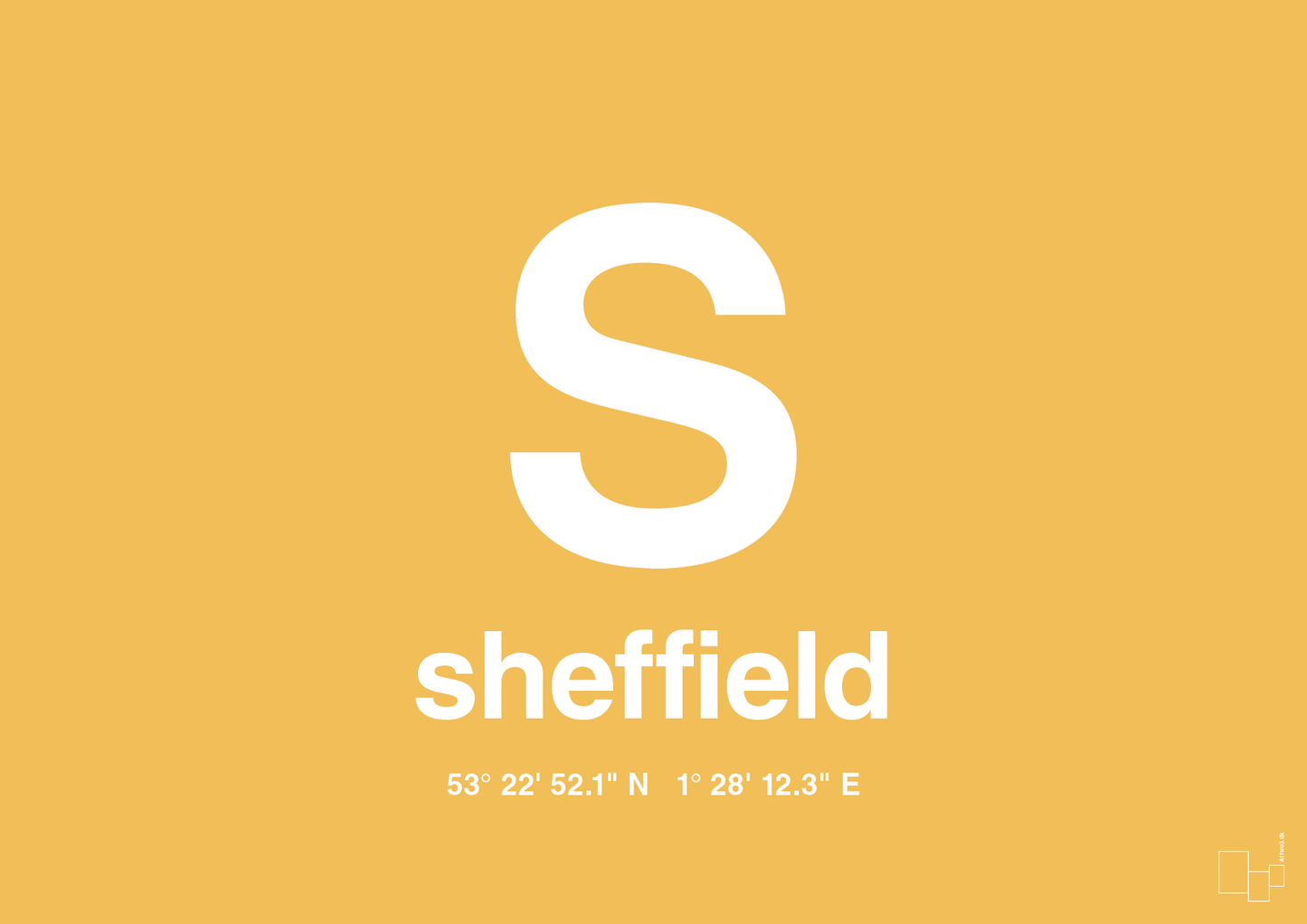 plakat: byplakat sheffield med koordinater - honeycomb-Byer-A1two3