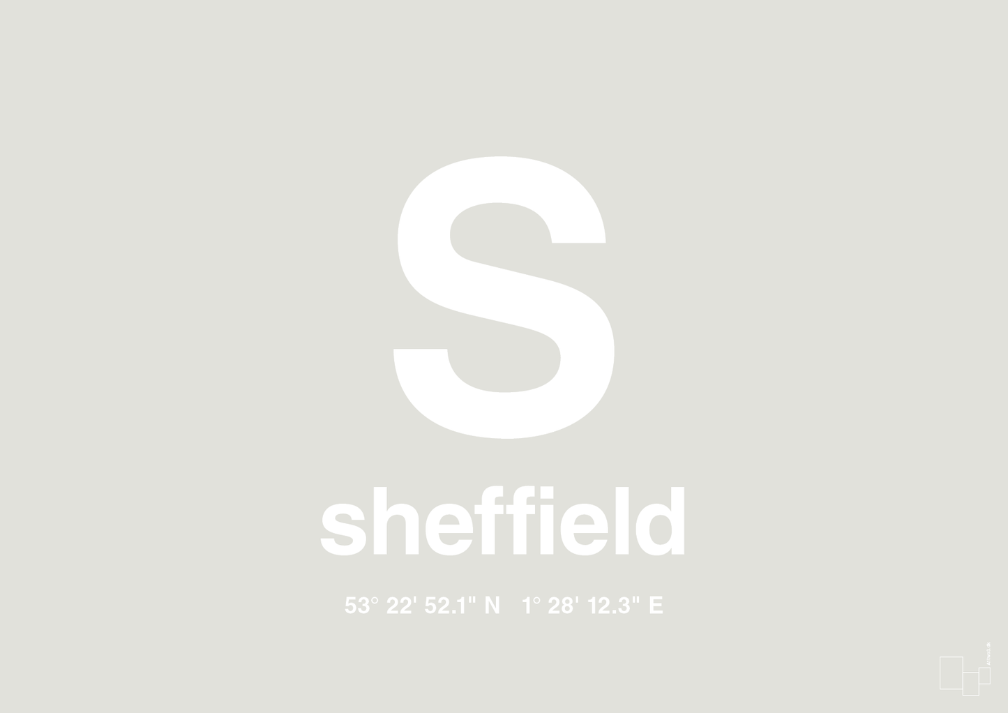plakat: byplakat sheffield med koordinater - painters white-Byer-A1two3