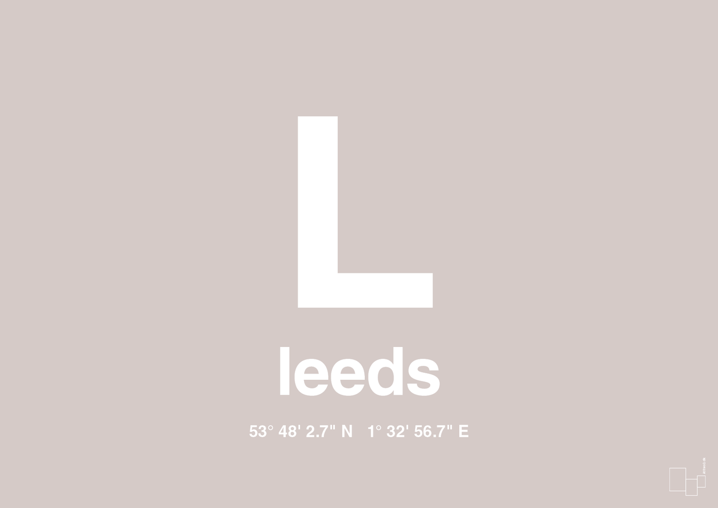 plakat: byplakat leeds med koordinater - broken beige-Byer-A1two3