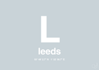 plakat: byplakat leeds med koordinater - light drizzle-Byer-A1two3