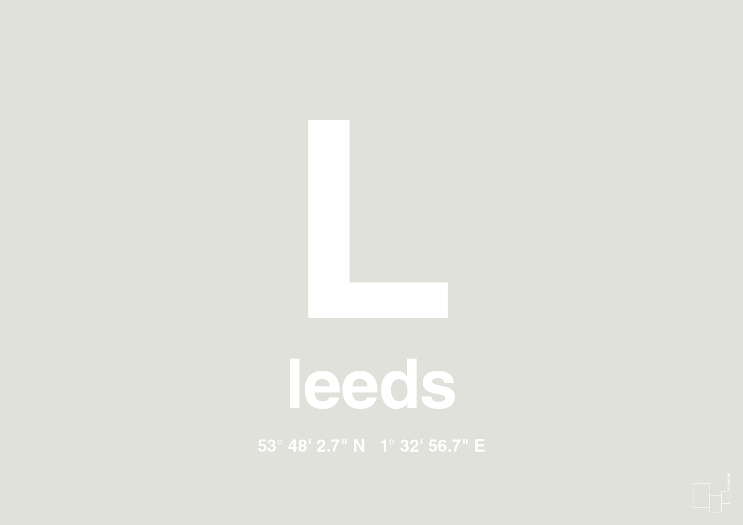 plakat: byplakat leeds med koordinater - painters white-Byer-A1two3