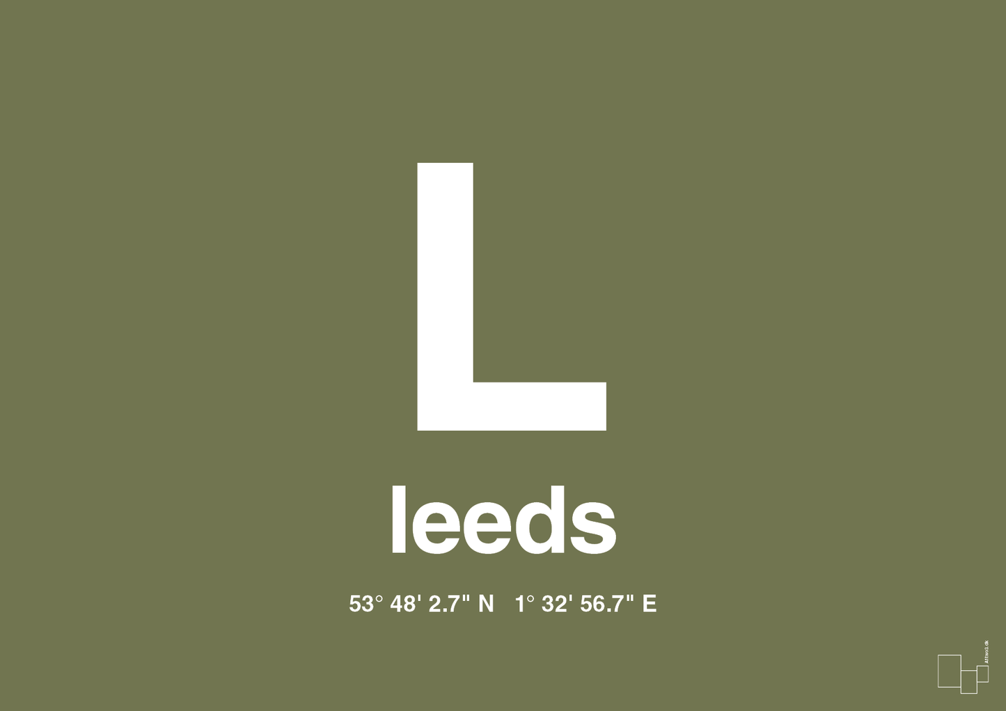plakat: byplakat leeds med koordinater - secret meadow-Byer-A1two3