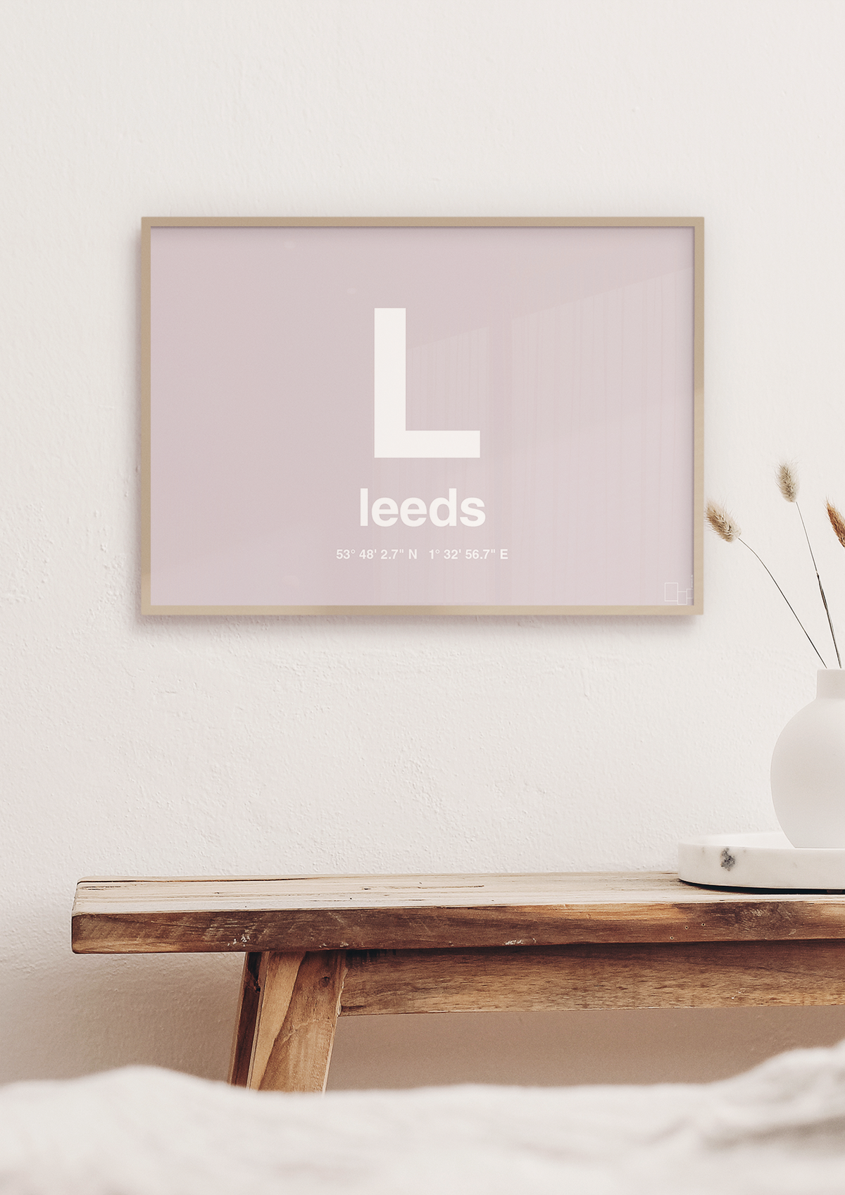 plakat: byplakat leeds med koordinater - dusty lilac-Byer-A1two3