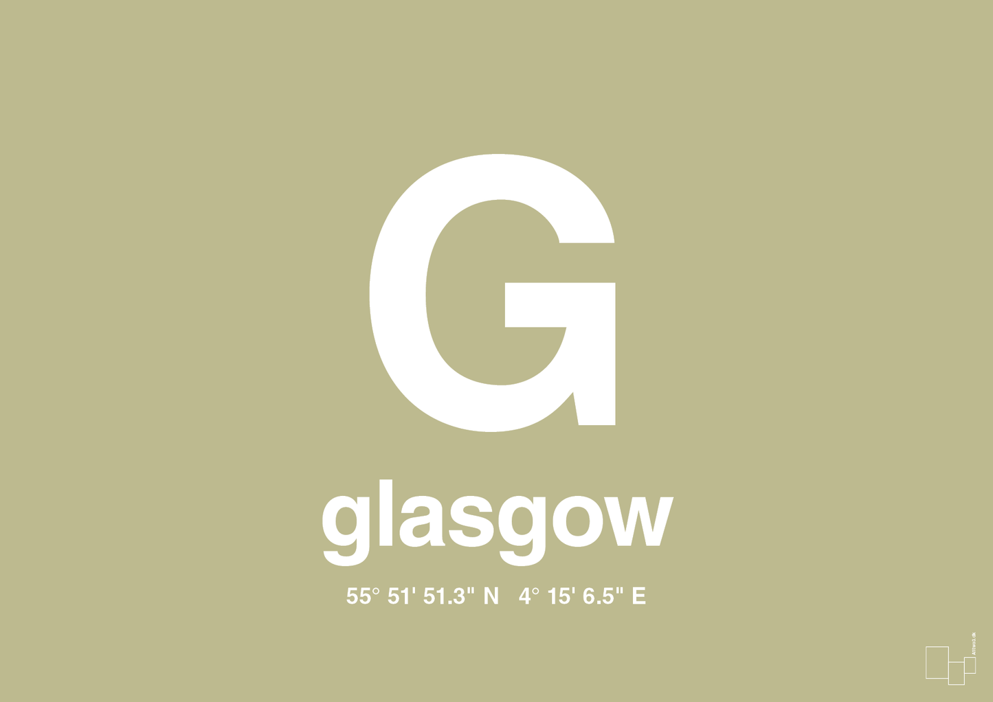 plakat: byplakat glasgow med koordinater - back to nature-Byer-A1two3