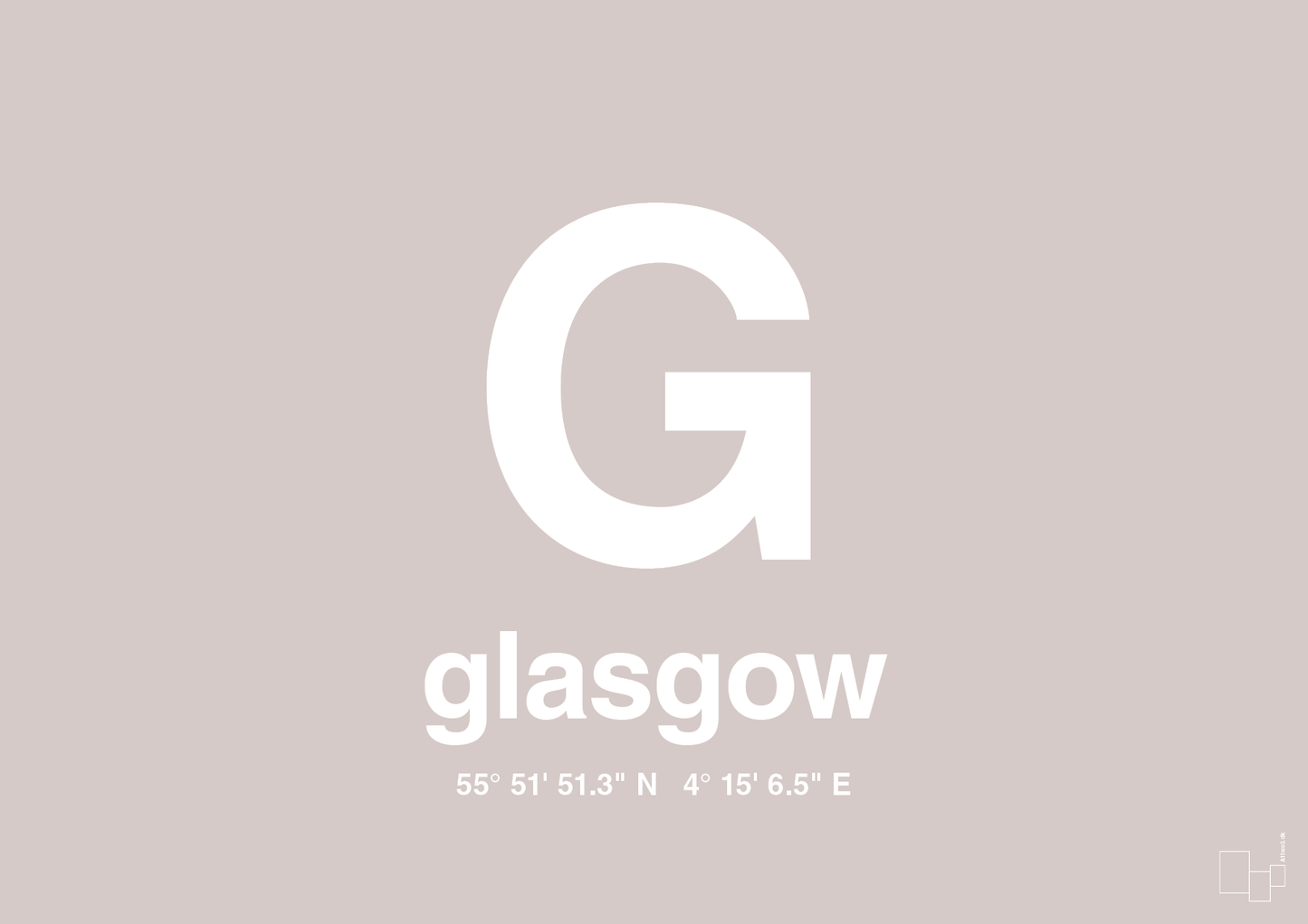 plakat: byplakat glasgow med koordinater - broken beige-Byer-A1two3