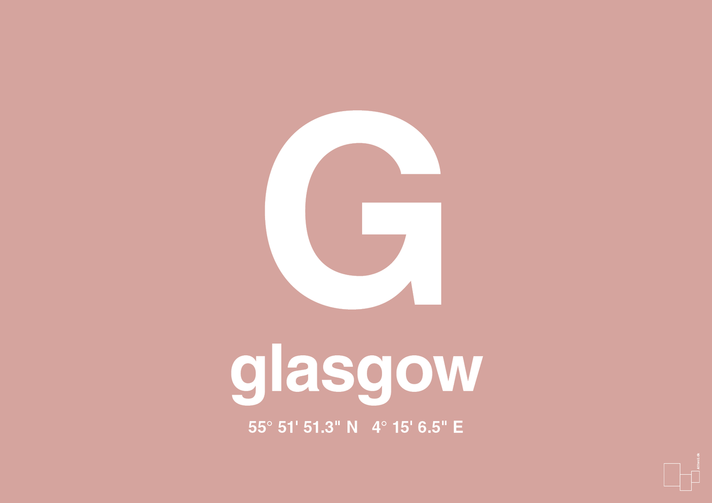 plakat: byplakat glasgow med koordinater - bubble shell-Byer-A1two3