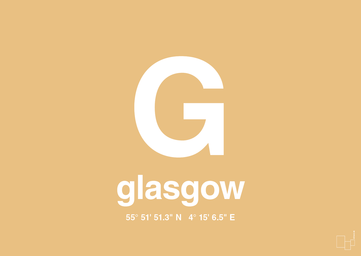 plakat: byplakat glasgow med koordinater - charismatic-Byer-A1two3