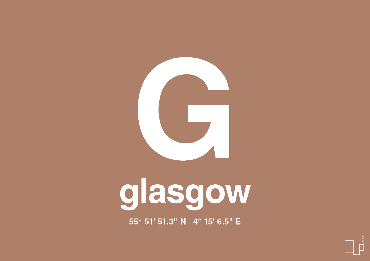 plakat: byplakat glasgow med koordinater - cider spice-Byer-A1two3