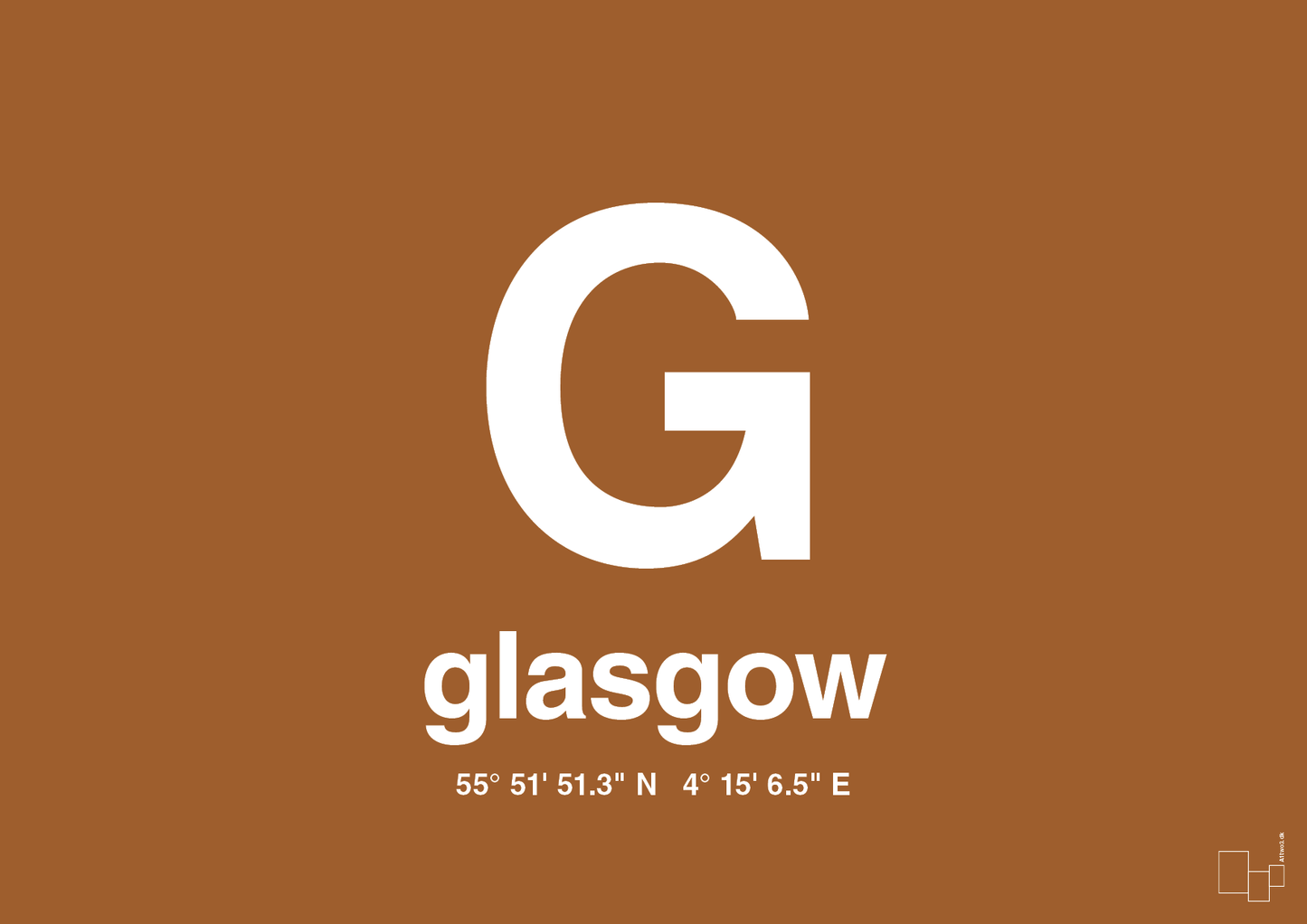 plakat: byplakat glasgow med koordinater - cognac-Byer-A1two3
