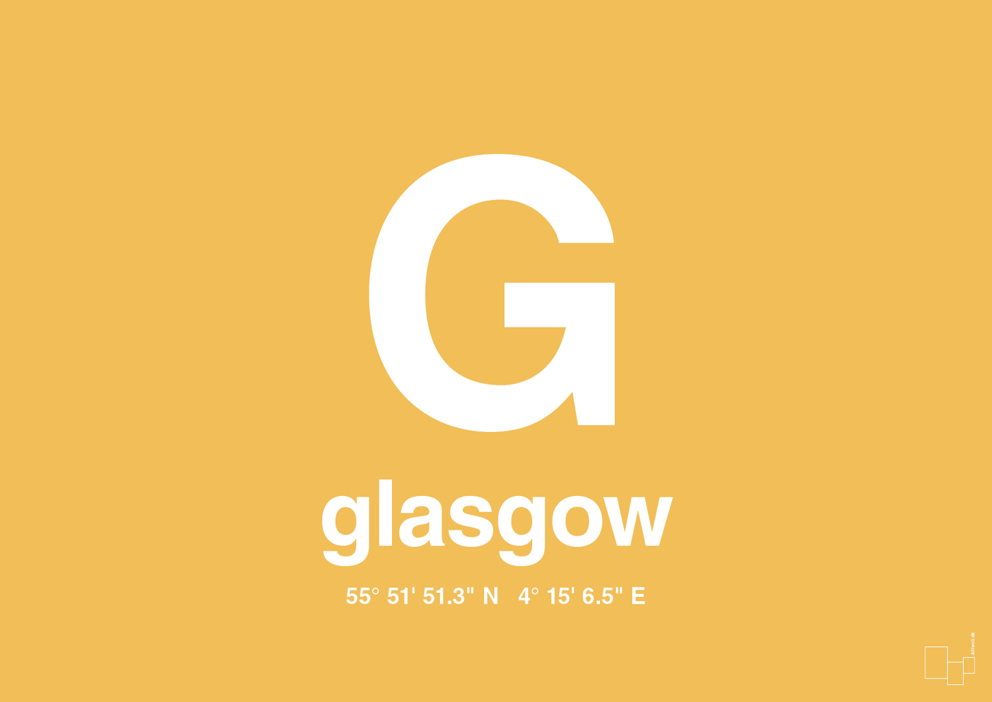 plakat: byplakat glasgow med koordinater - honeycomb-Byer-A1two3