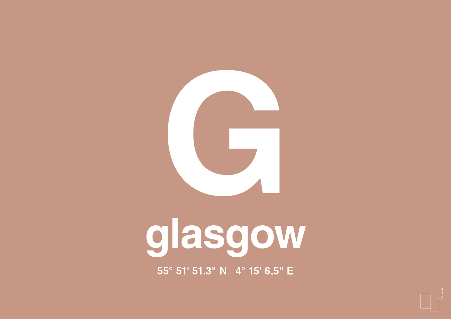 plakat: byplakat glasgow med koordinater - powder-Byer-A1two3