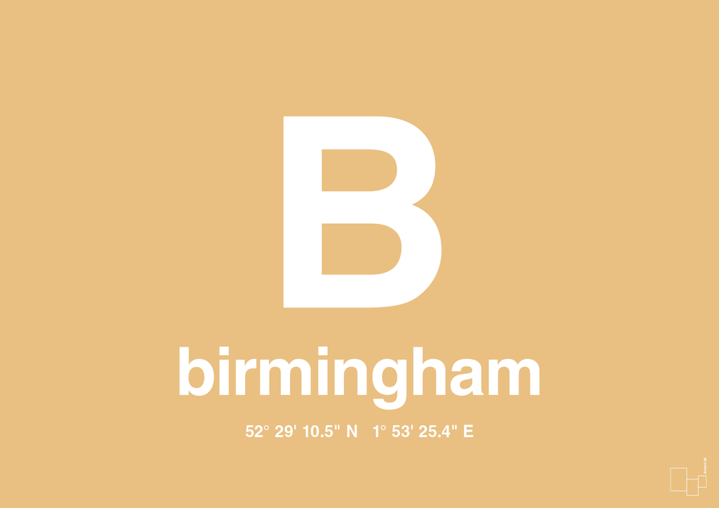 plakat: byplakat birmingham med koordinater - charismatic-Byer-A1two3