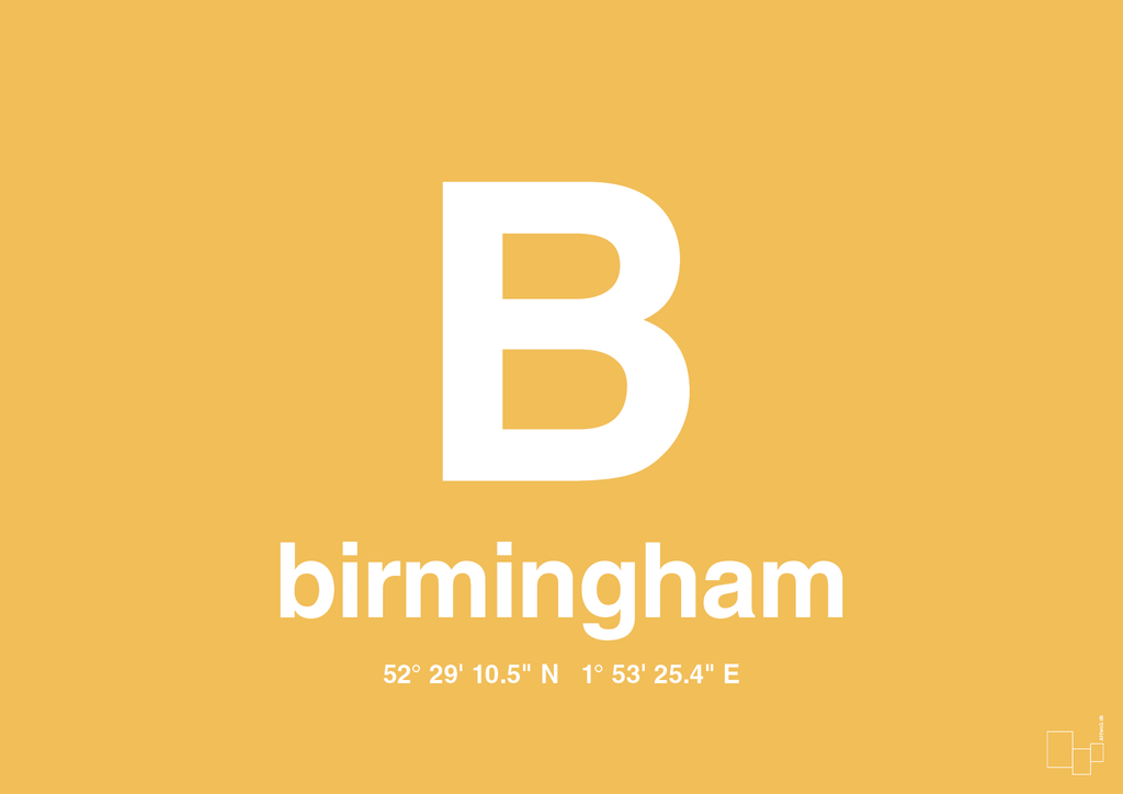 plakat: byplakat birmingham med koordinater - honeycomb-Byer-A1two3