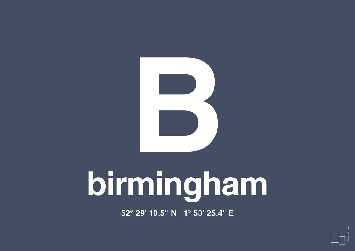 Byplakat birmingham med koordinater - petrol-Byer-A1two3