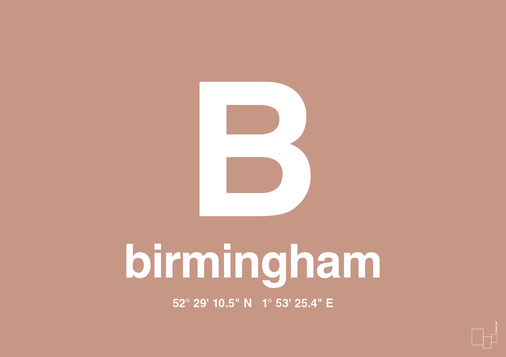 plakat: byplakat birmingham med koordinater - powder-Byer-A1two3