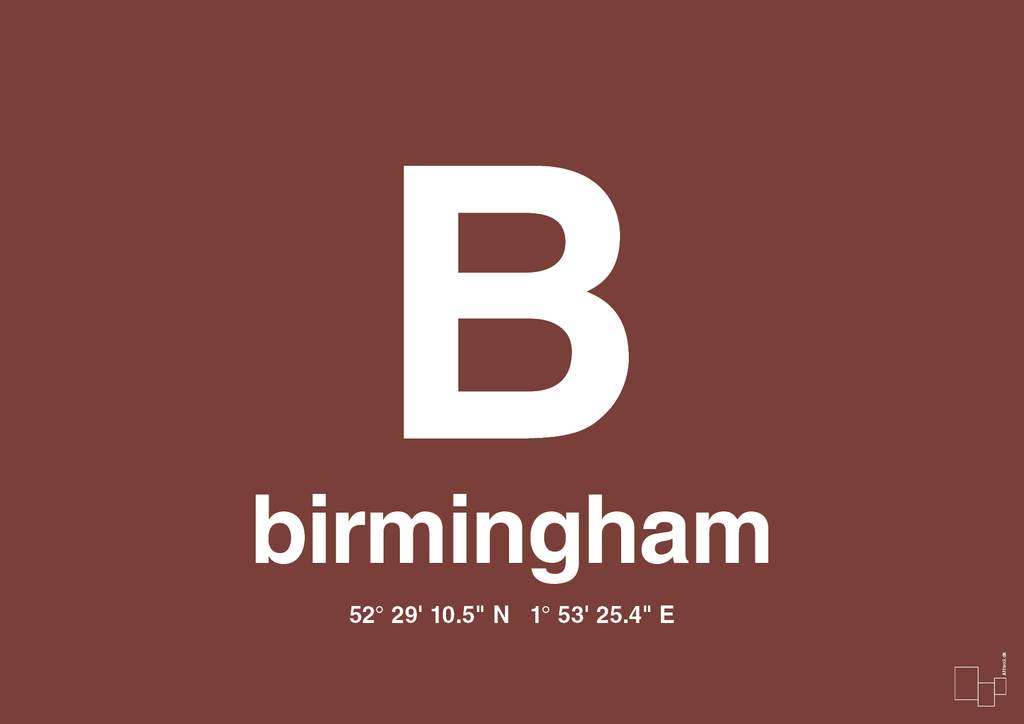 plakat: byplakat birmingham med koordinater - red pepper-Byer-A1two3