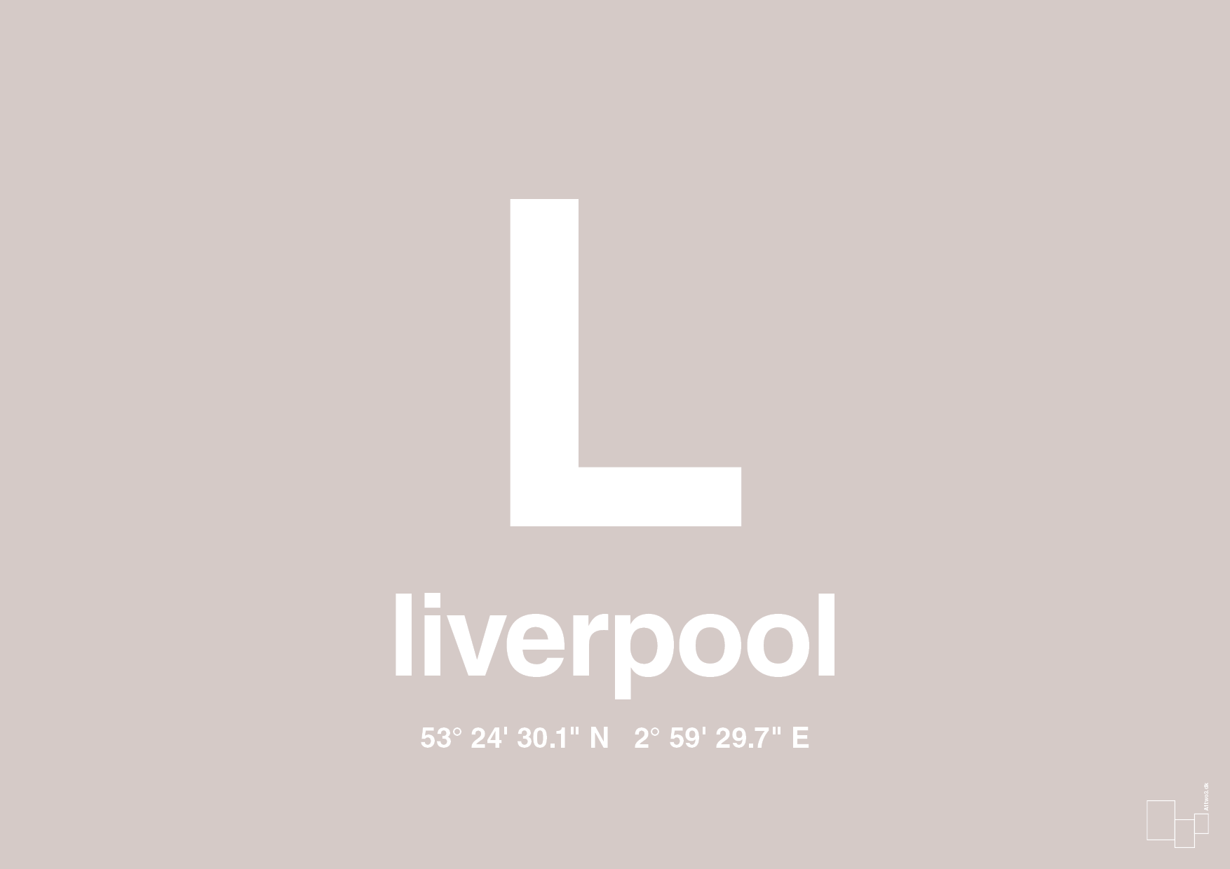 plakat: byplakat liverpool med koordinater - broken beige-Byer-A1two3
