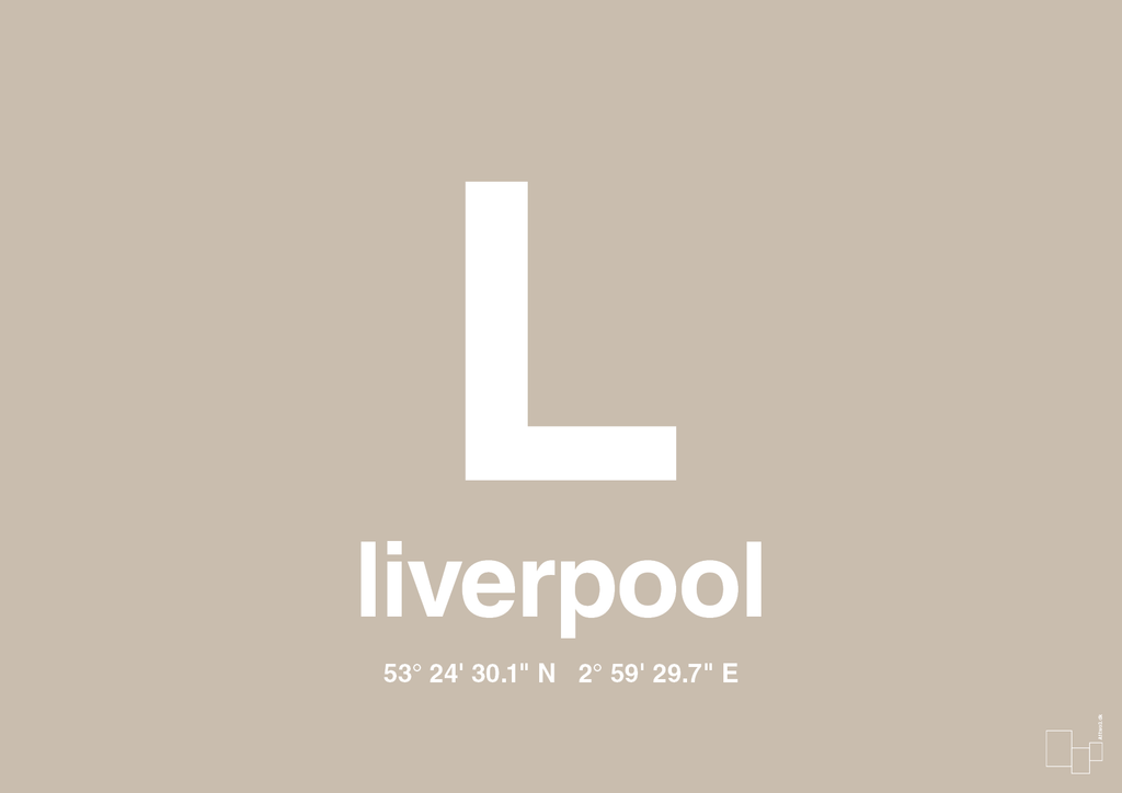 plakat: byplakat liverpool med koordinater - creamy mushroom-Byer-A1two3