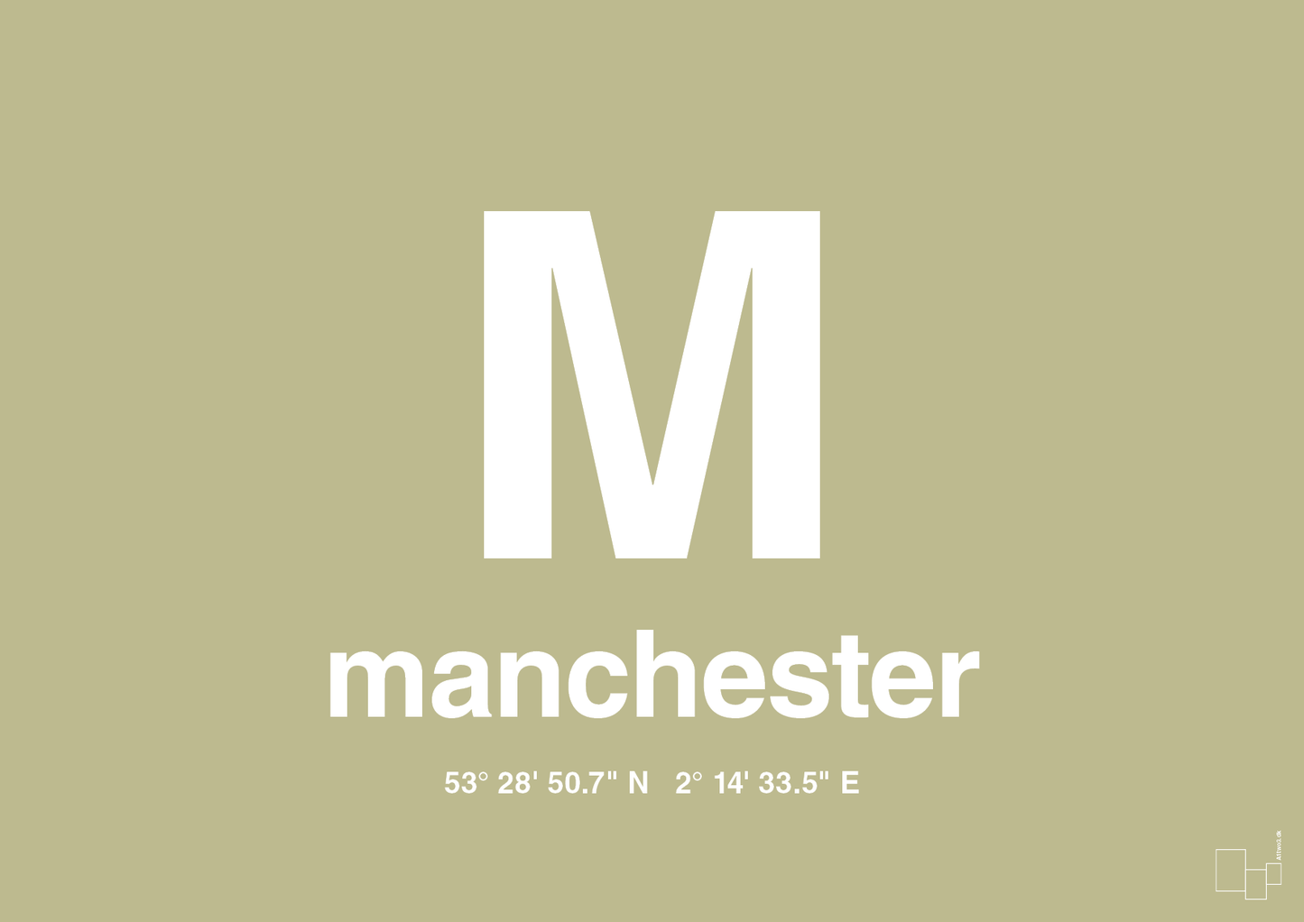 plakat: byplakat manchester med koordinater - back to nature-Byer-A1two3