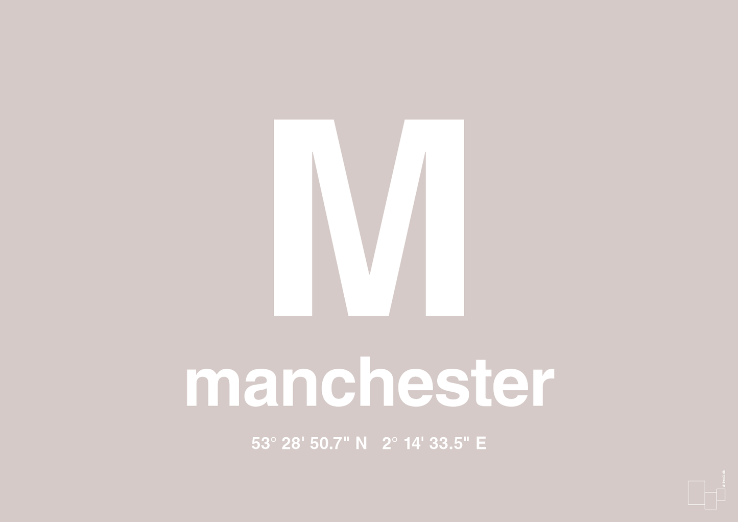 plakat: byplakat manchester med koordinater - broken beige-Byer-A1two3