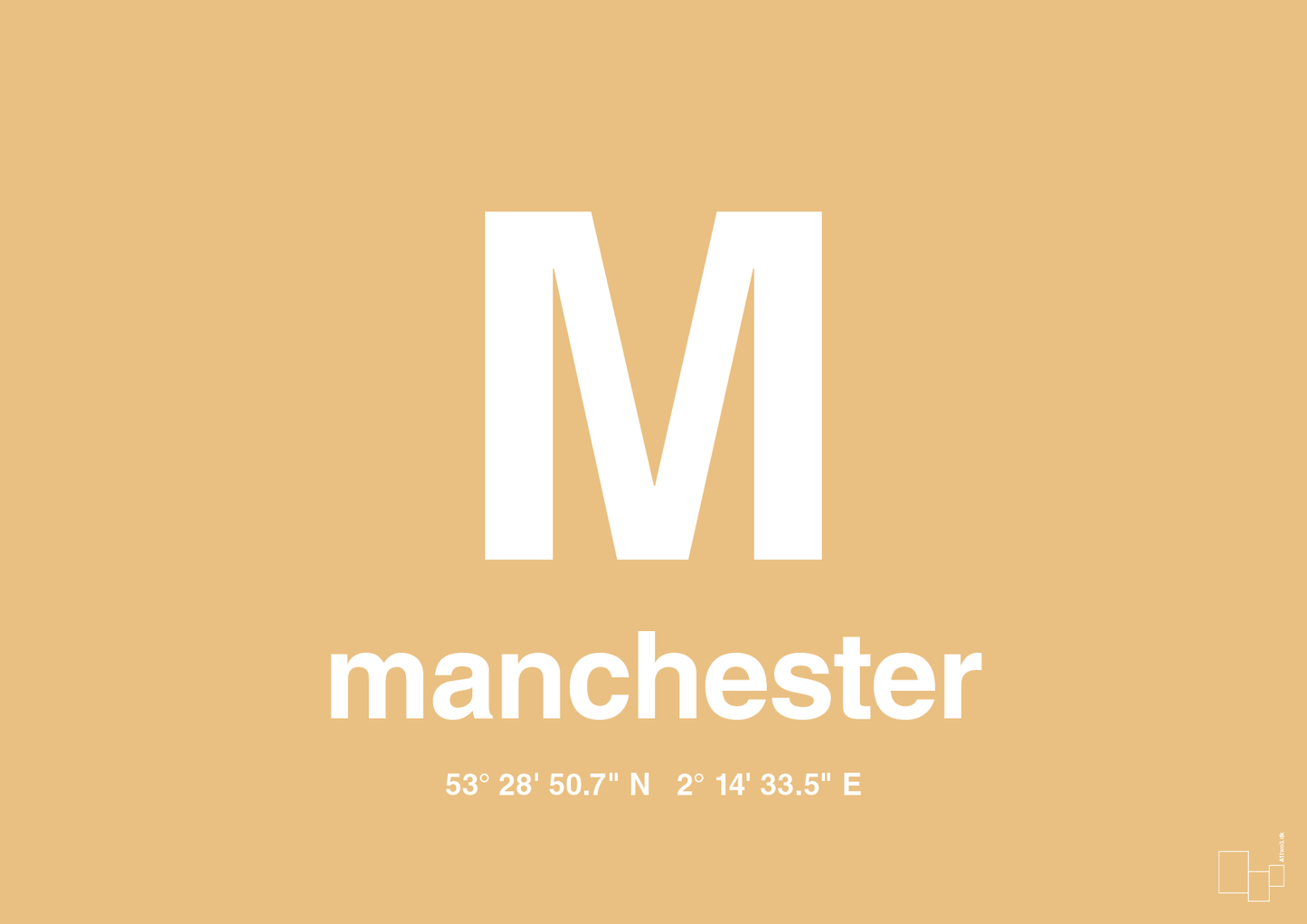 plakat: byplakat manchester med koordinater - charismatic-Byer-A1two3
