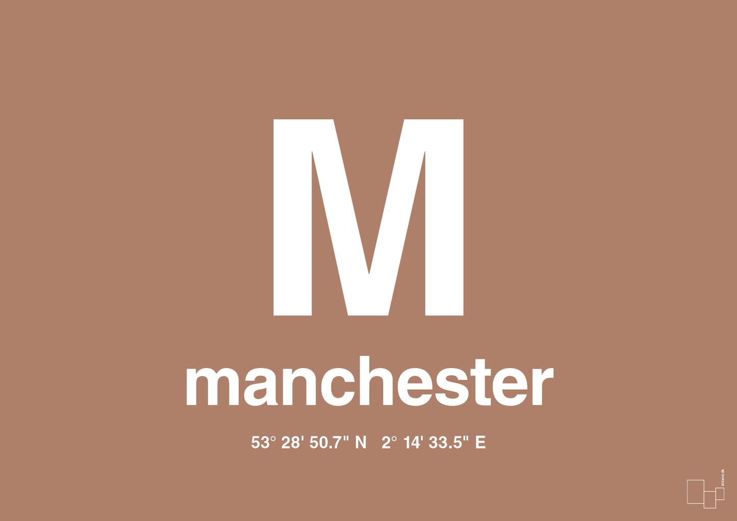 plakat: byplakat manchester med koordinater - cider spice-Byer-A1two3