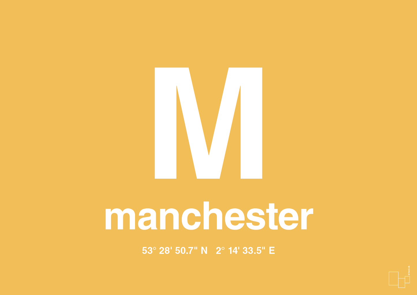 plakat: byplakat manchester med koordinater - honeycomb-Byer-A1two3