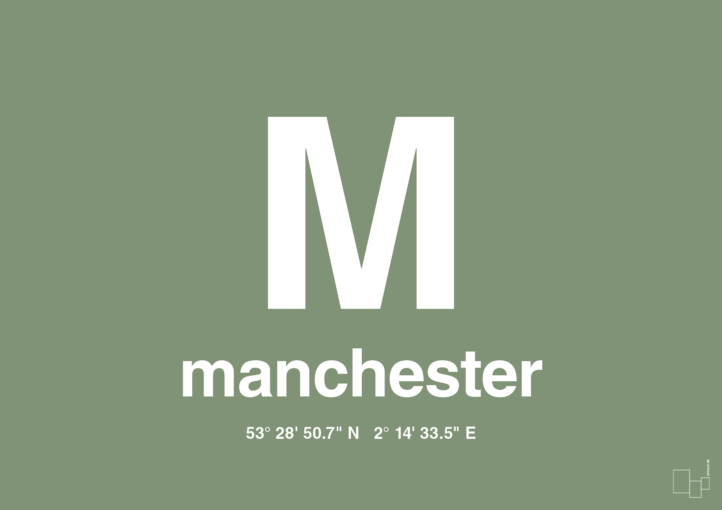 plakat: byplakat manchester med koordinater - jade-Byer-A1two3