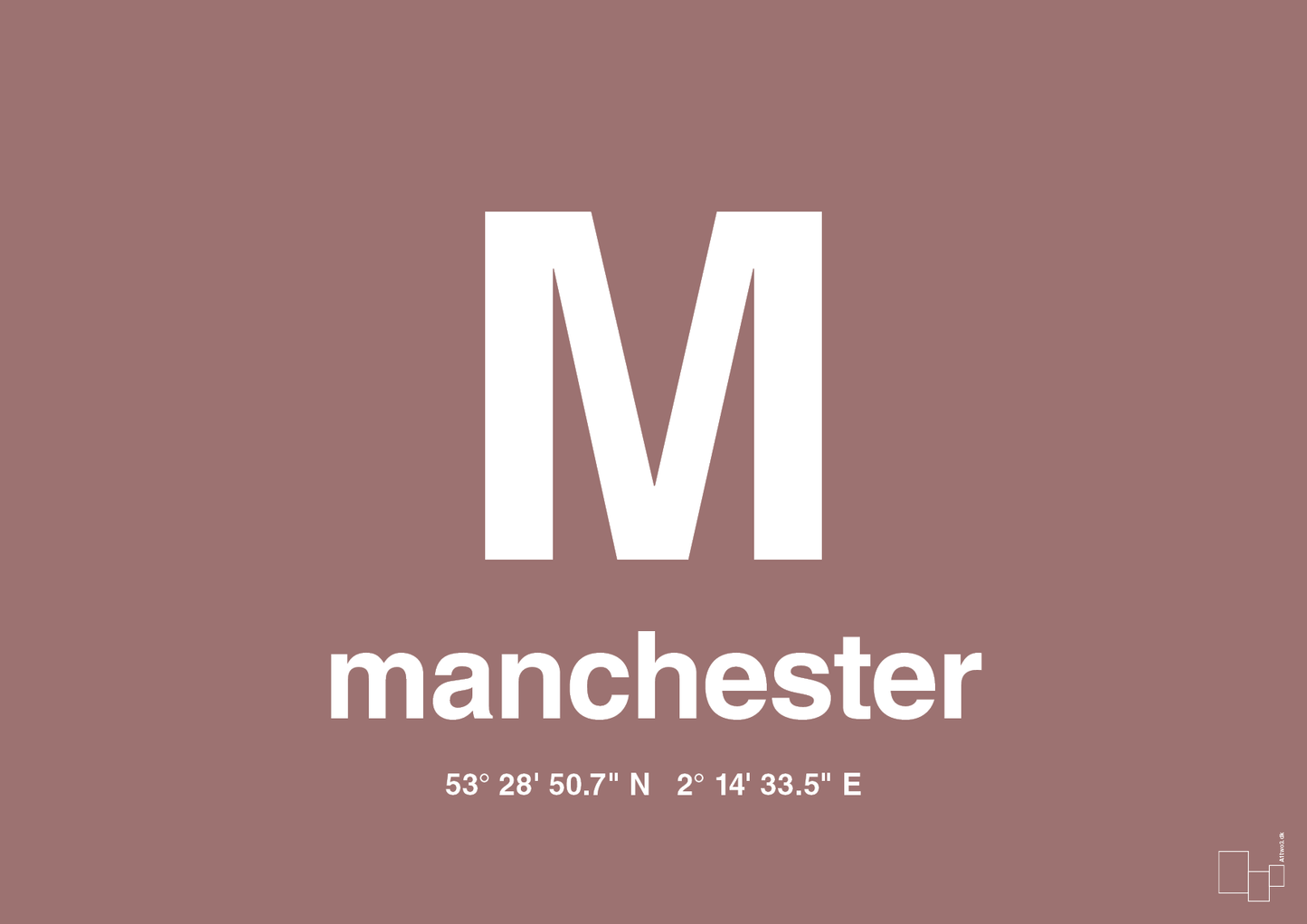 plakat: byplakat manchester med koordinater - plum-Byer-A1two3