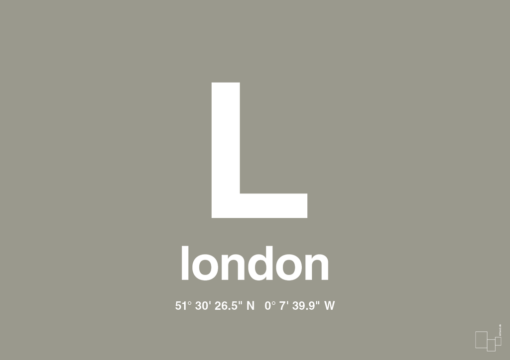 plakat: byplakat london med koordinater - battleship gray-Byer-A1two3