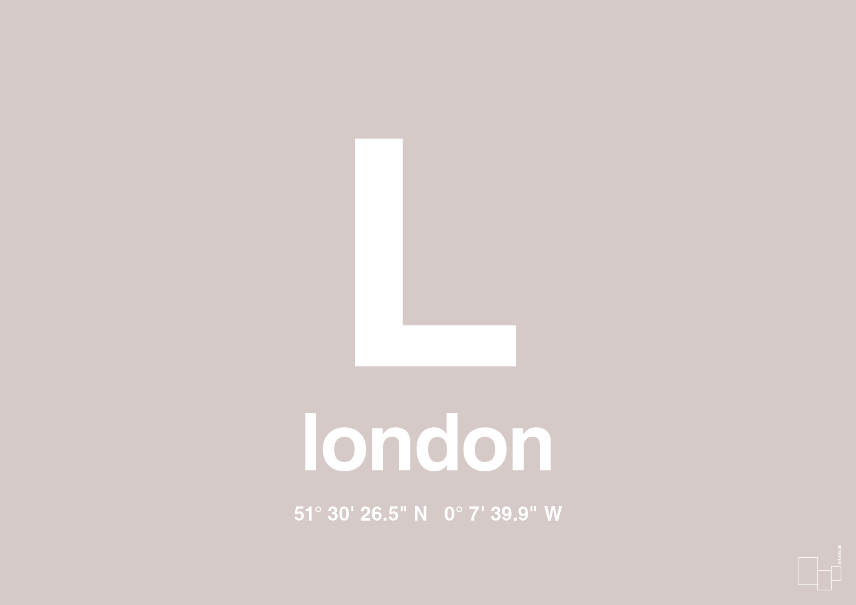plakat: byplakat london med koordinater - broken beige-Byer-A1two3