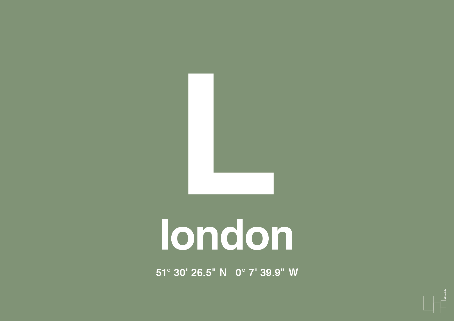 plakat: byplakat london med koordinater - jade-Byer-A1two3
