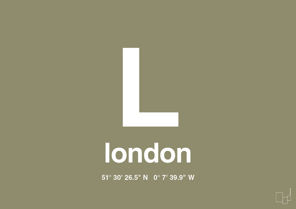 plakat: byplakat london med koordinater - misty forrest-Byer-A1two3