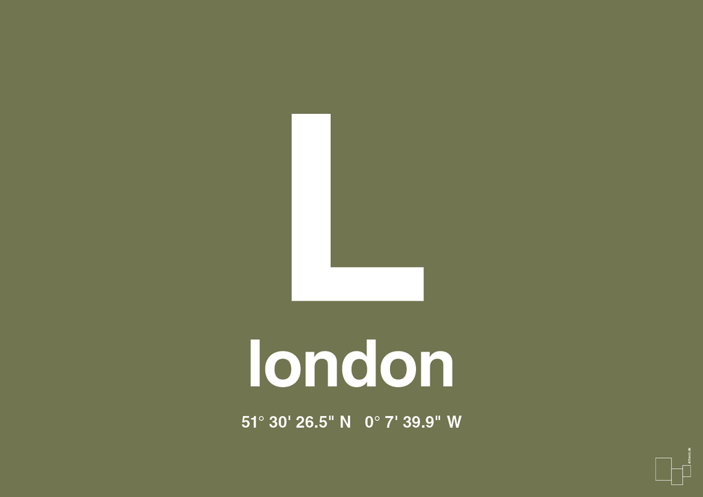 plakat: byplakat london med koordinater - secret meadow-Byer-A1two3