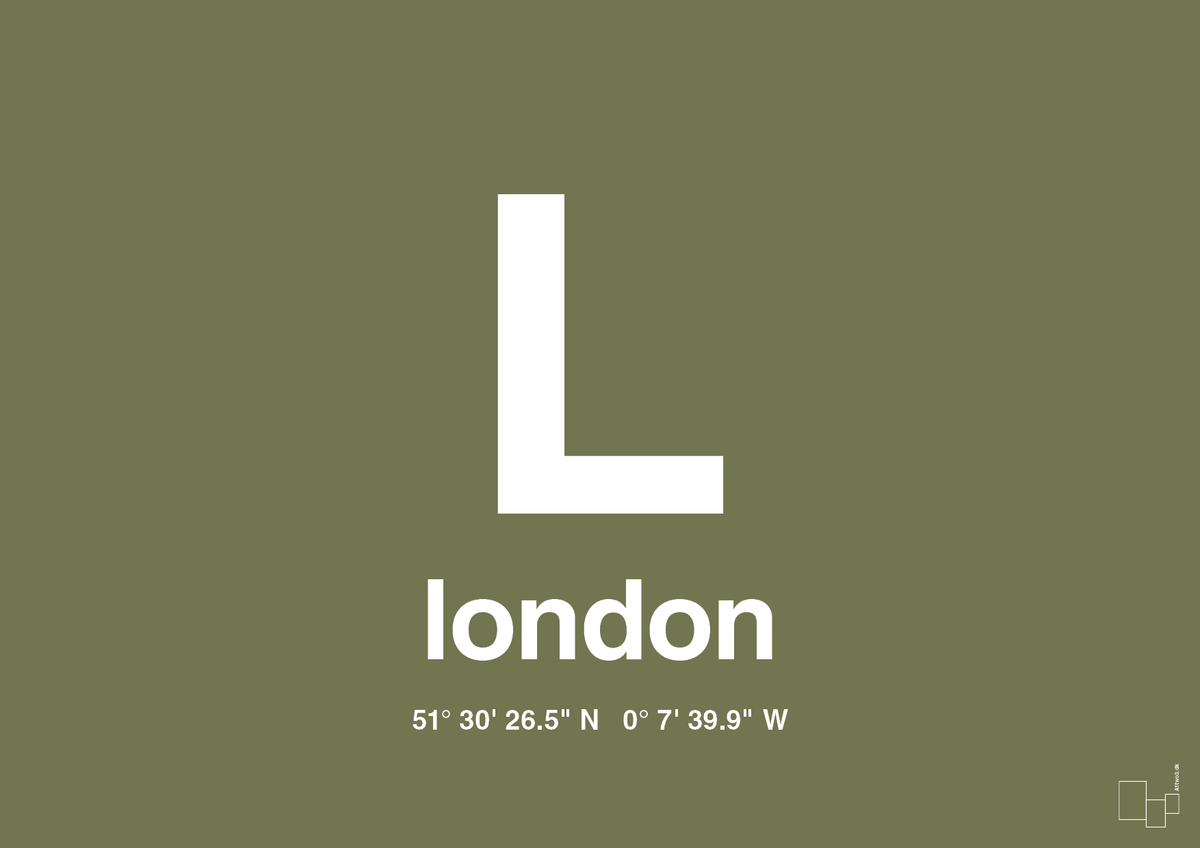 plakat: byplakat london med koordinater - secret meadow-Byer-A1two3