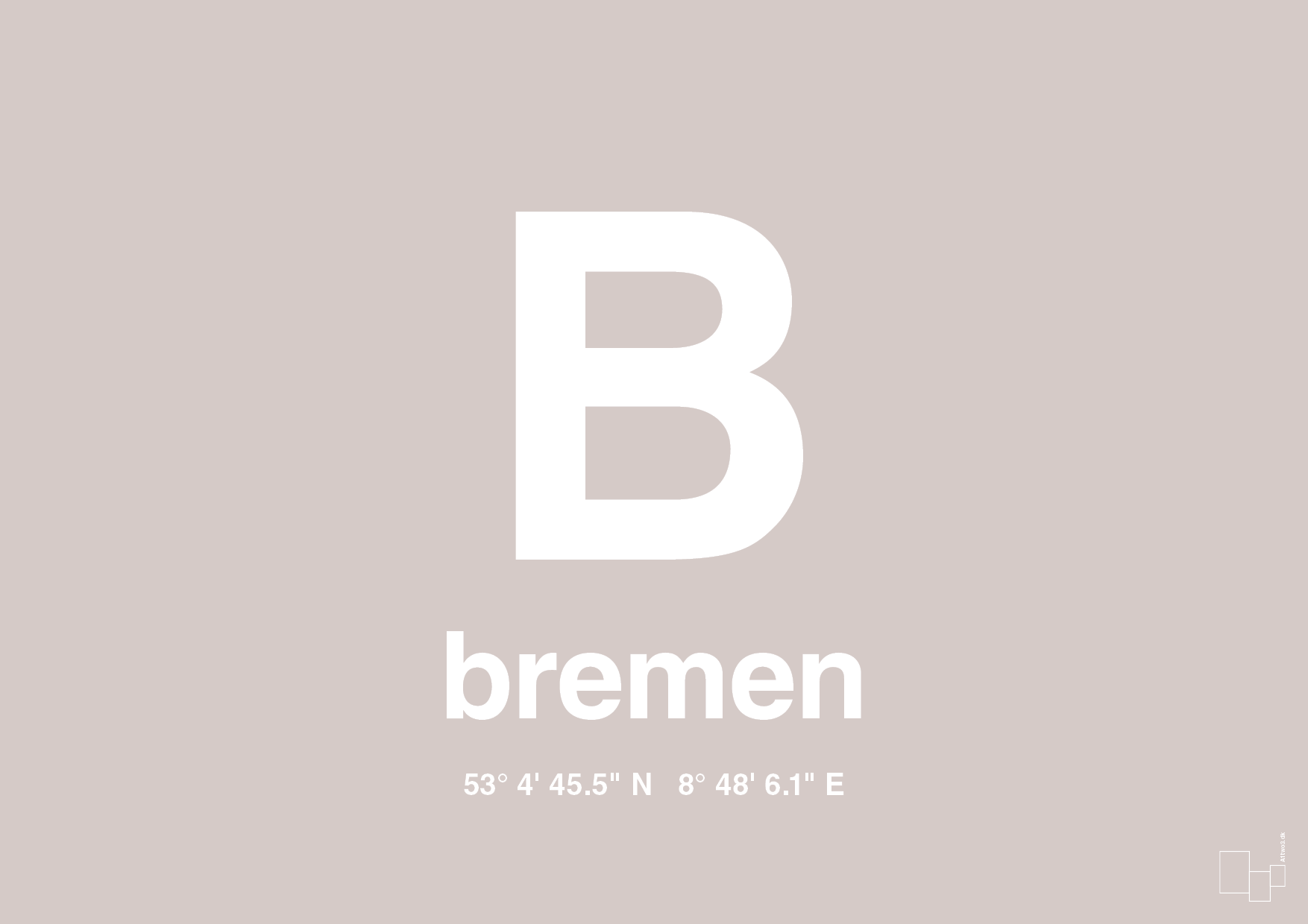 plakat: byplakat bremen med koordinater - broken beige-Byer-A1two3