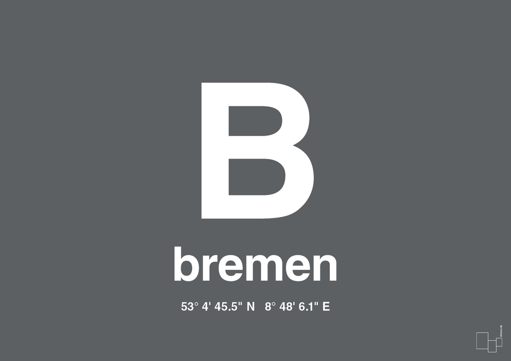 plakat: byplakat bremen med koordinater - graphic charcoal-Byer-A1two3