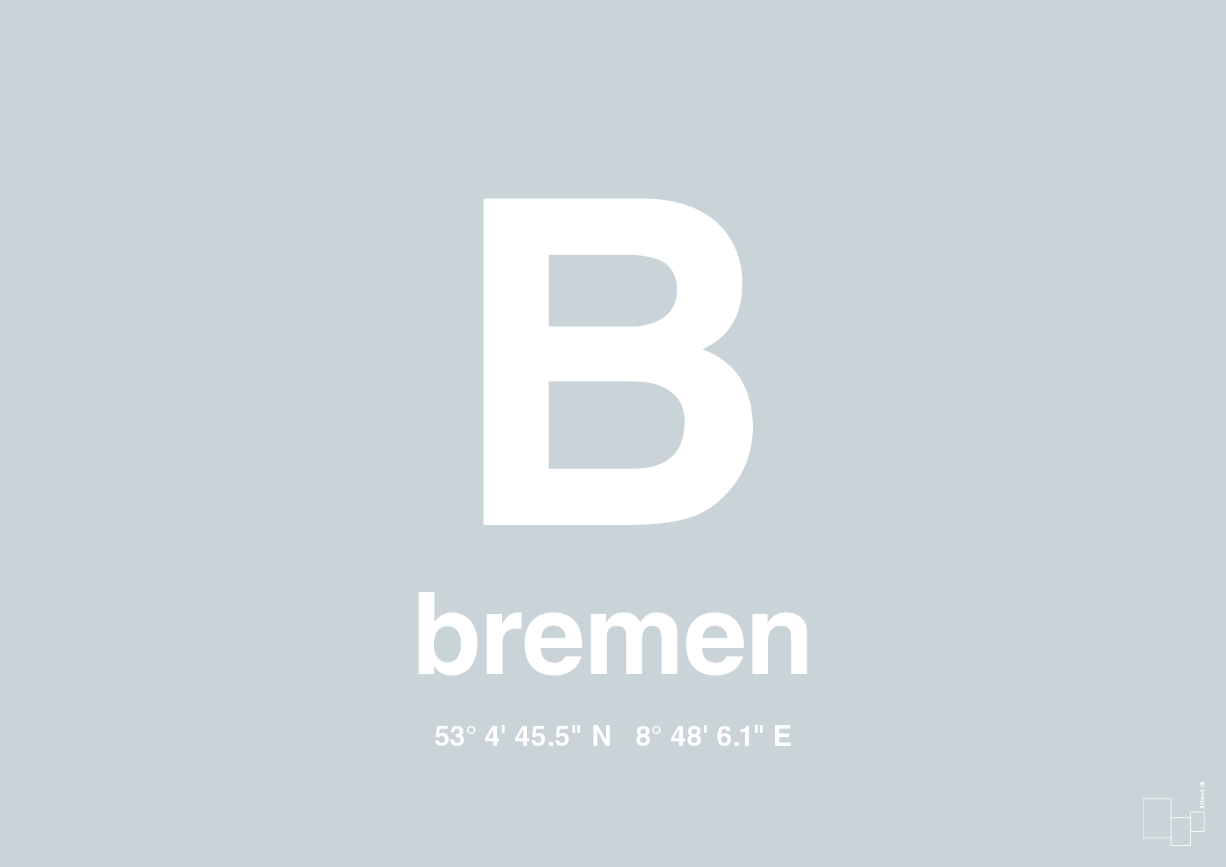plakat: byplakat bremen med koordinater - light drizzle-Byer-A1two3