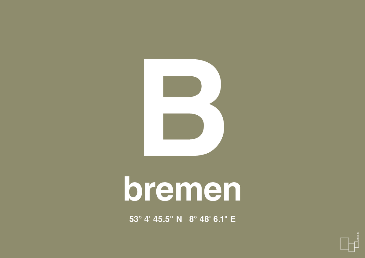 plakat: byplakat bremen med koordinater - misty forrest-Byer-A1two3