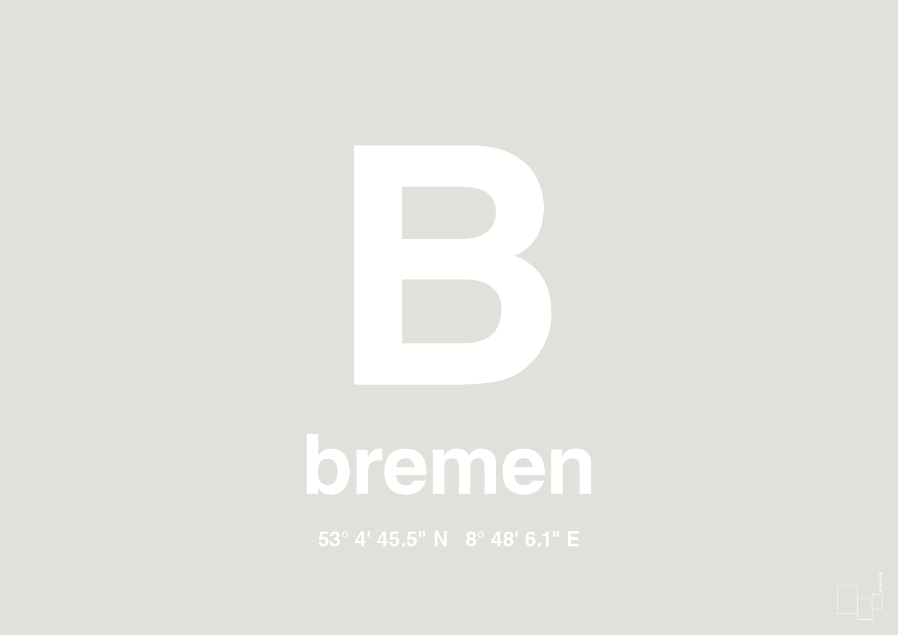 plakat: byplakat bremen med koordinater - painters white-Byer-A1two3