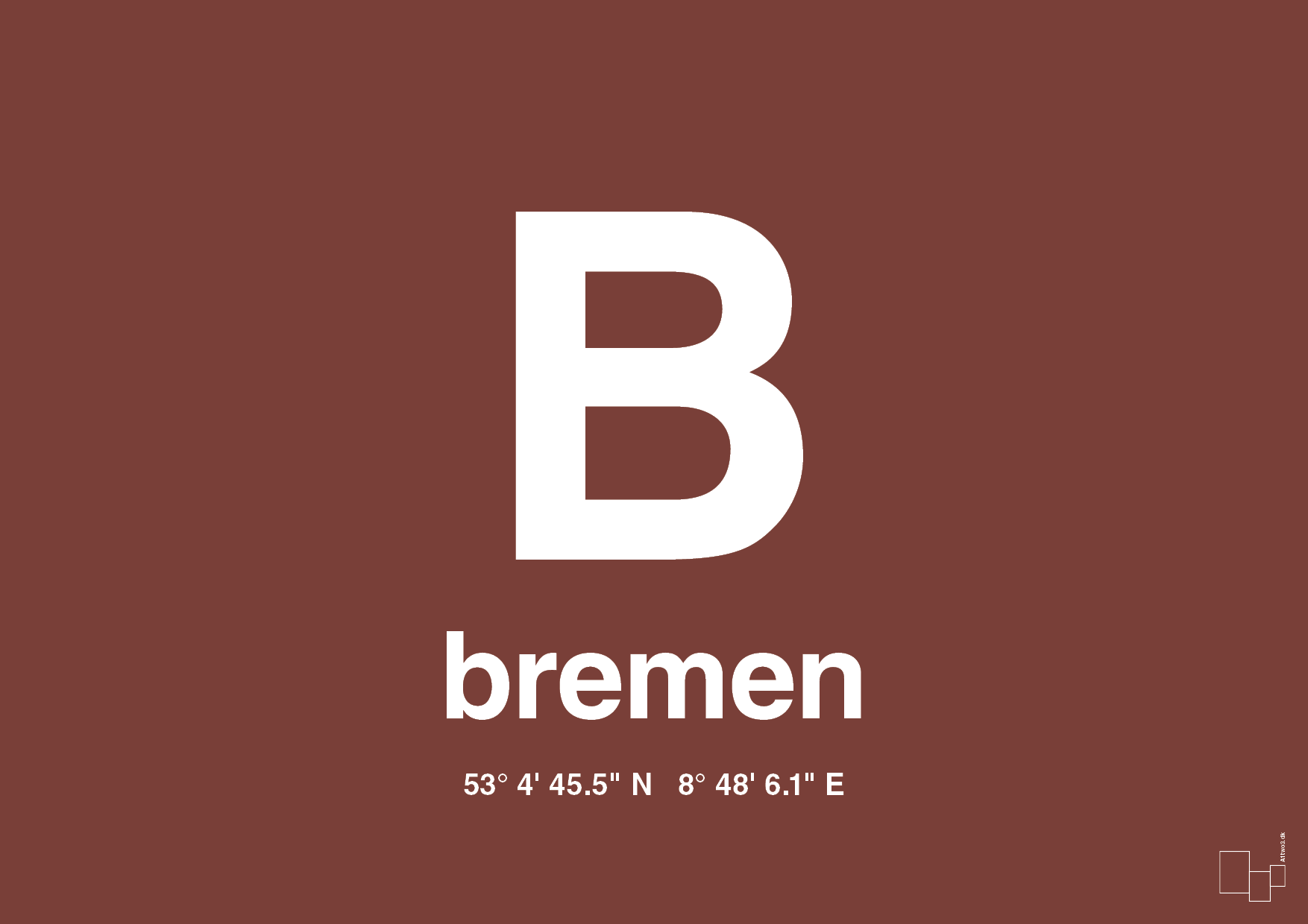 plakat: byplakat bremen med koordinater - red pepper-Byer-A1two3