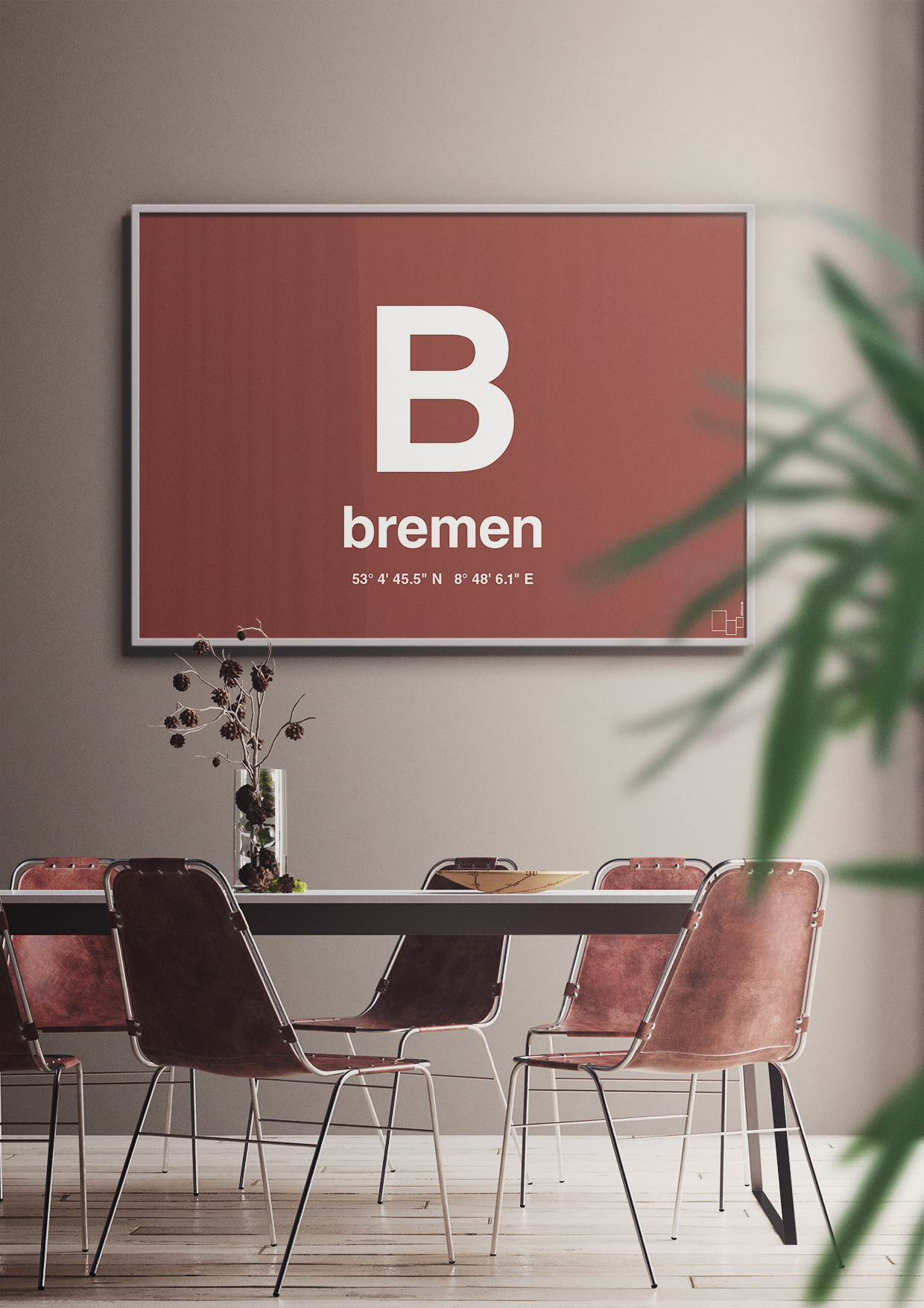 plakat: byplakat bremen med koordinater - graphic charcoal-Byer-A1two3