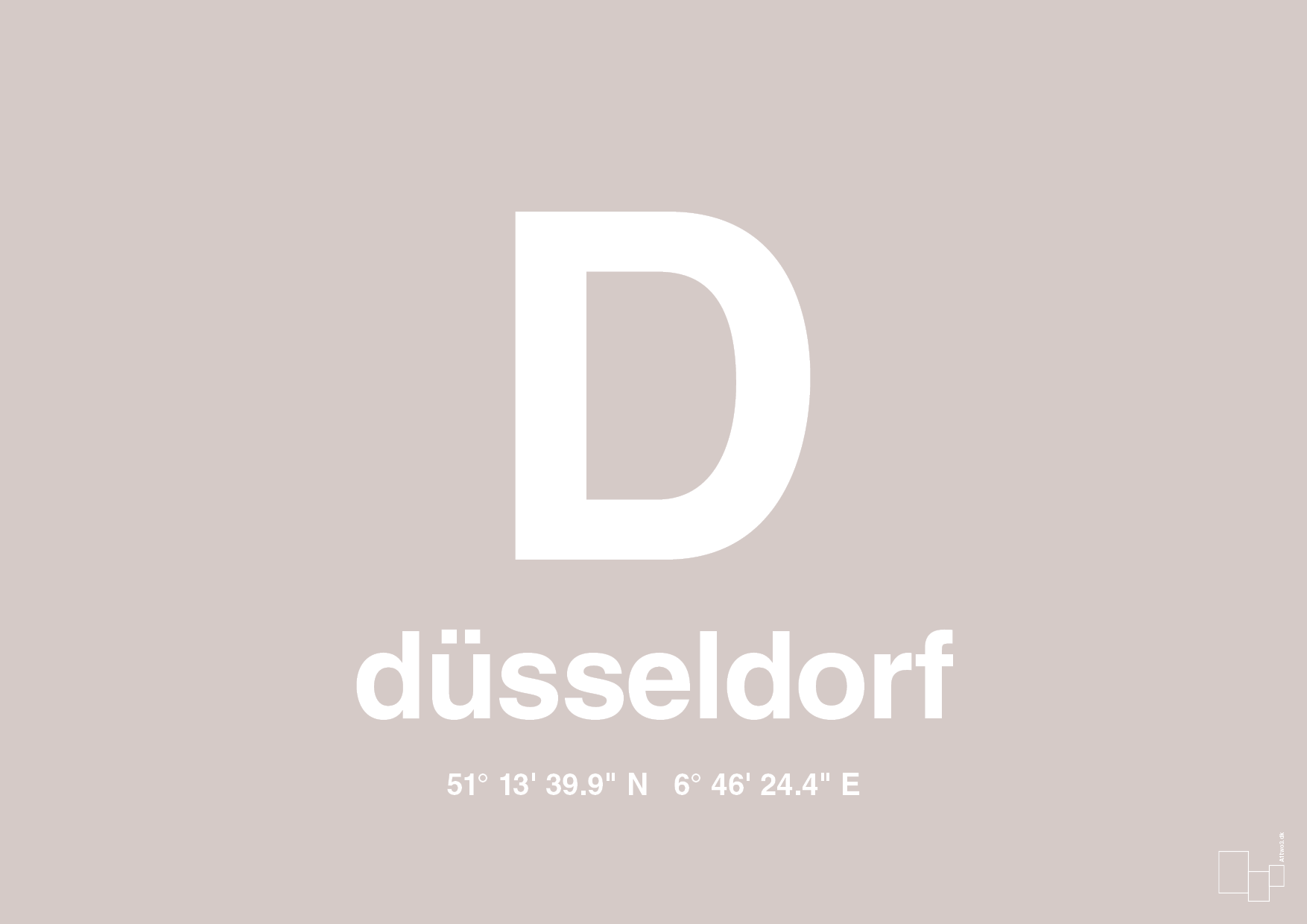 plakat: byplakat düsseldorf med koordinater - broken beige-Byer-A1two3