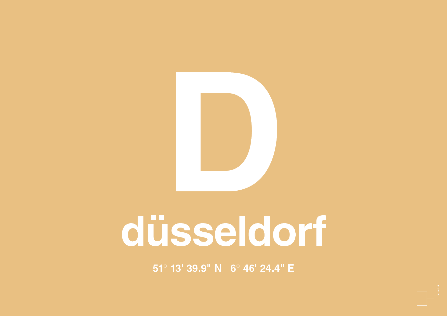 plakat: byplakat düsseldorf med koordinater - charismatic-Byer-A1two3