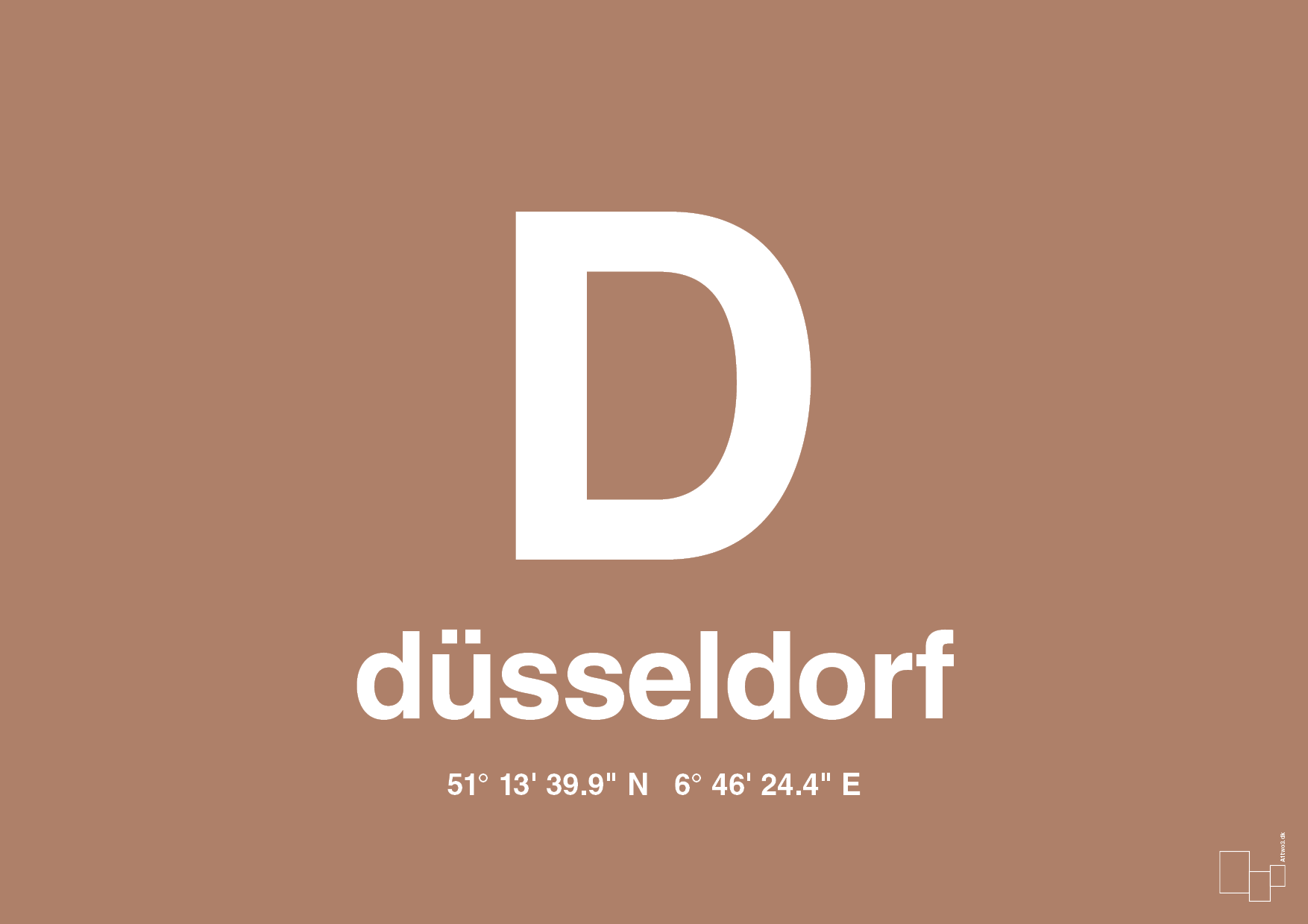 plakat: byplakat düsseldorf med koordinater - cider spice-Byer-A1two3