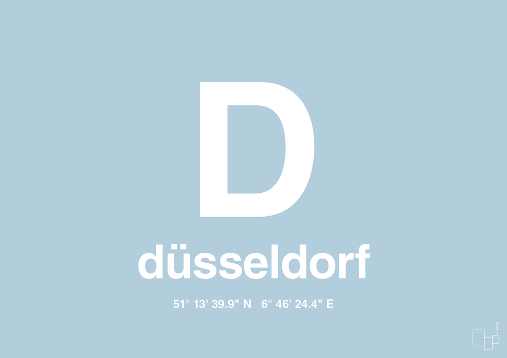 plakat: byplakat düsseldorf med koordinater - heavenly blue-Byer-A1two3
